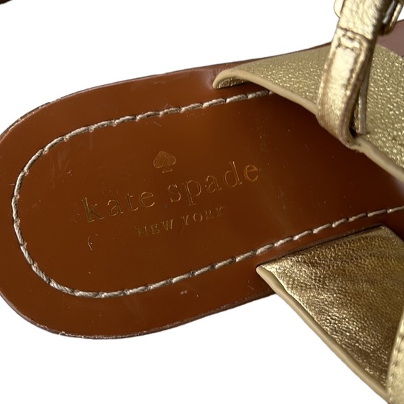Kate Spade Carolina Metallic Gold Bow Thong Sandals - 7.5 - Picture 12 of 14